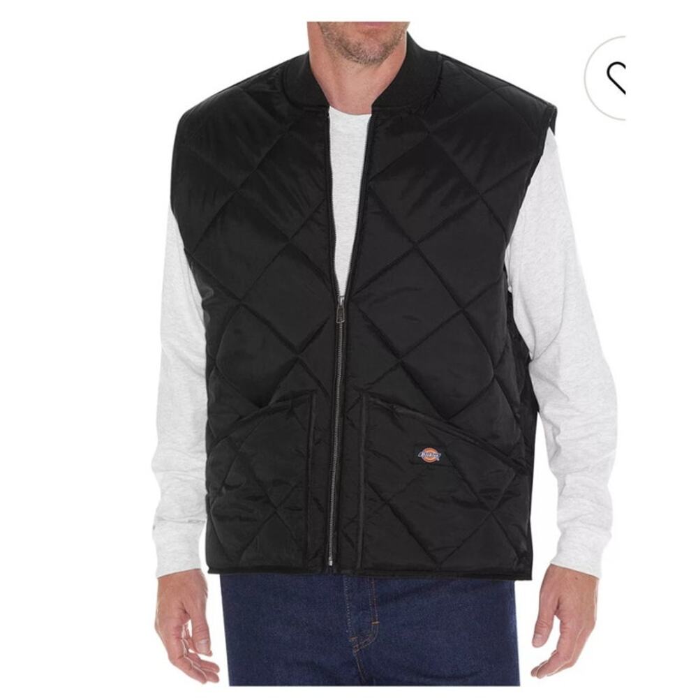 Dickies Diamond Quilted Nylon Vest Navy Blue Mens Size 2XL XXL Workwear Jacket